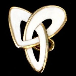 Vintage Trifari Gold-Tone White Enamel MCM Space Age Clip On Earrings